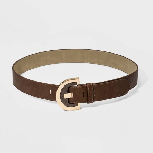 Accessories - Women' Wood Half Moon Buckle Belt - a New Day™ Small